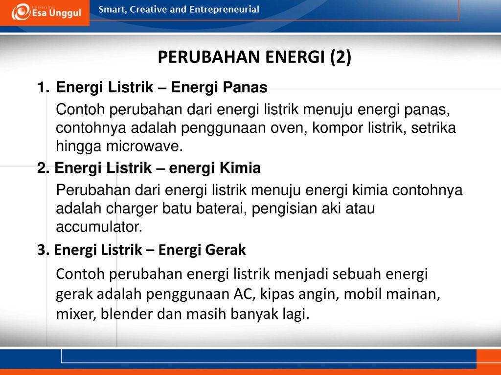 Contoh Perubahan Energi Listrik